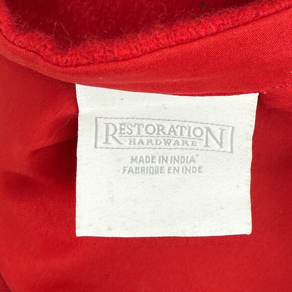 Restoration Hardware RH Vintage Red Wool Christmas Tree Skirt Holly Pompoms 54" - Picture 8 of 9